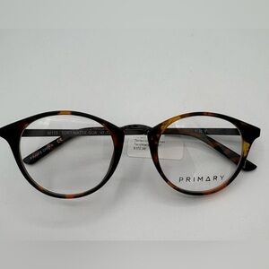 Primary Eyewear  NWT  Designer Frames Matte Tortoise Brown Clear Demo Glass